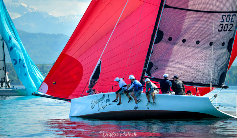 Voilier en régate sur le Léman - Ouverture CdPL 2024 Crans
