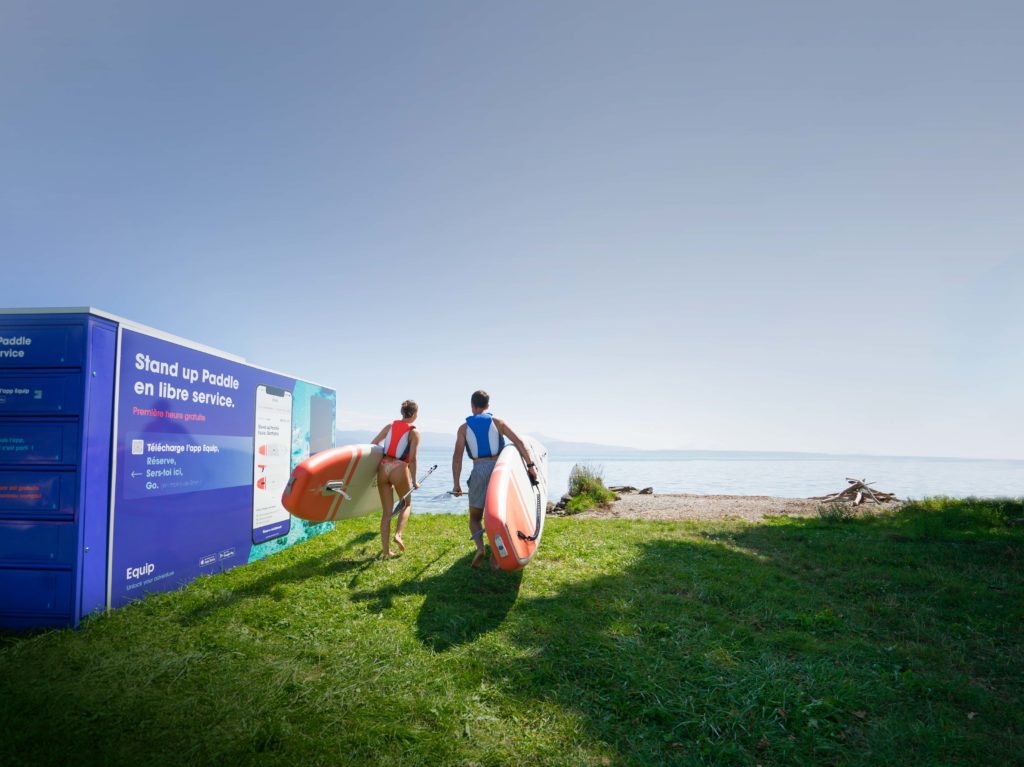 Station de location autonome de Stand Up Paddle au port de Crans